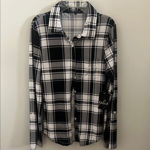 Splash Black and White Casual Button Down Shirt